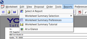 worsheet summary preferences