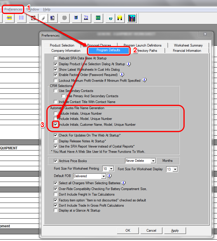 Auto file name generation options